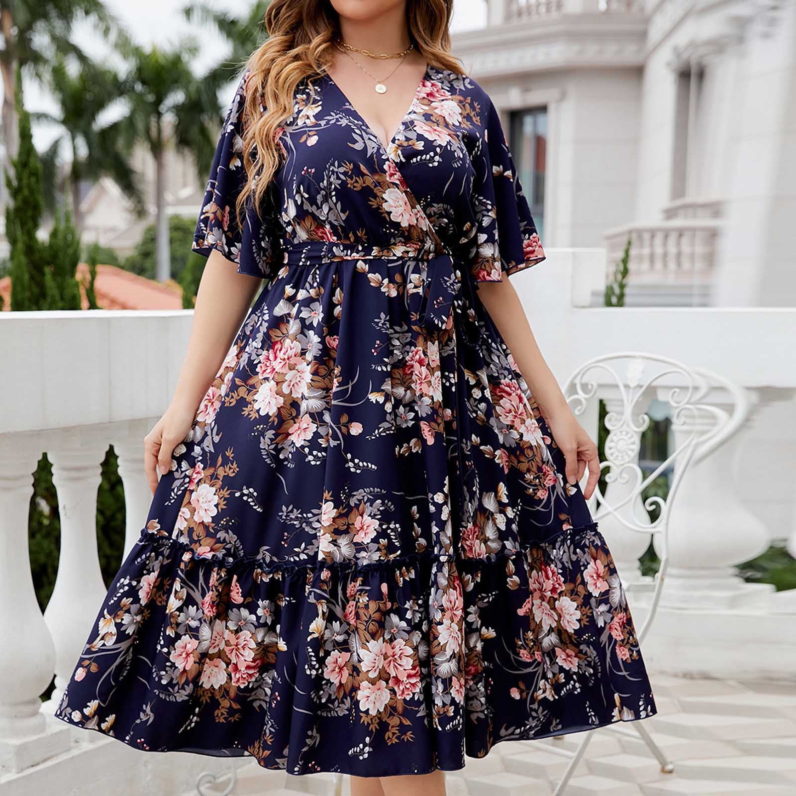 Clearance On Sale Womens Summer Dresses Midi Length 3/4 Sleeves Plus Size  Cocktail Dresses Over 50 I 2 Long Tee Shirt Dresses 2024 Long Jean Skirt  Stretchy Walmart Membership Deals - Walmart.com