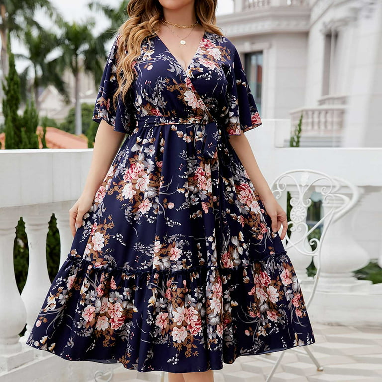 FAFWYP Womens Plus Size Solid Swing Maxi Dress Sexy Off-The-Shoulder Short  Sleeve Dresses Wedding Graduation Party Formal Dress 