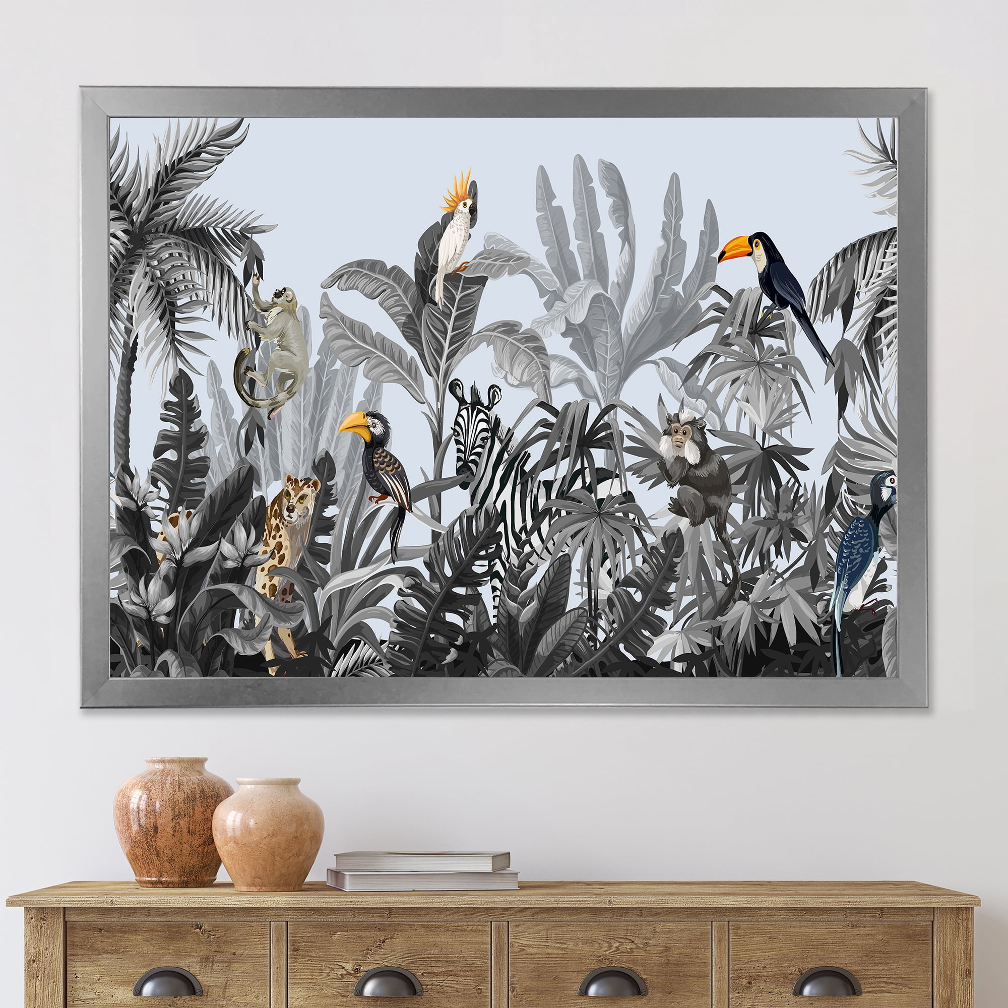Designart 'Birds and Peonies With Chinoiserie VIII' Farmhouse Framed Art Print