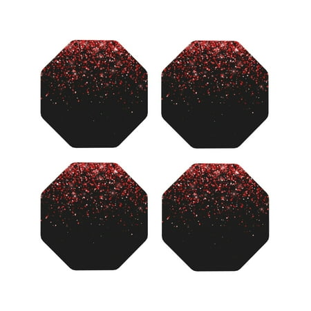 

Tideii Red Glitter1 for Leather Coasters 4 Pieces Anti-fouling and Anti-scalding Decorative Coasters Suitable for Restaurants Kitchens Coffee Shops-Octagon