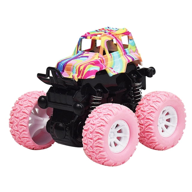 FELTECHELECTR Vehículo todoterreno de juguete, modelo de automóvil de inercia, modelo de coche de juguete, coche de juguete antiimpacto, vehículo de tracción en las cuatro ruedas, juguete rosa