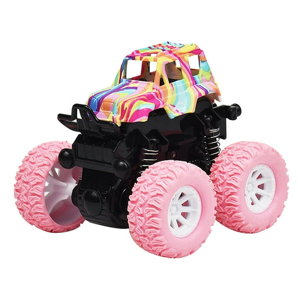 FELTECHELECTR Vehículo todoterreno de juguete, modelo de automóvil de inercia, modelo de coche de juguete, coche de juguete antiimpacto, vehículo de tracción en las cuatro ruedas, juguete rosa