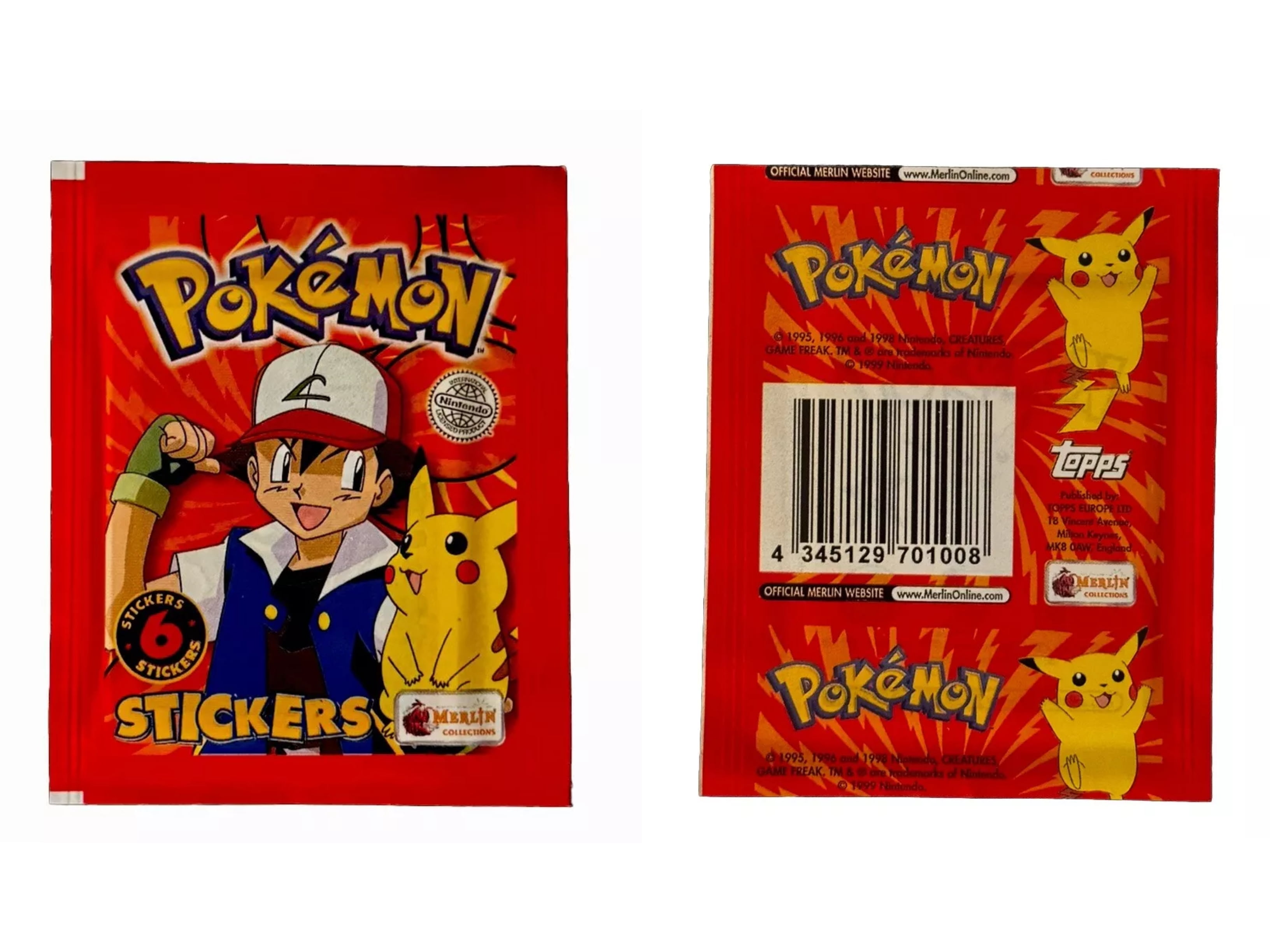 Lot of (10) 1999 Topps Merlin Pokmon Stickers Series 1 Packs - Walmart.com