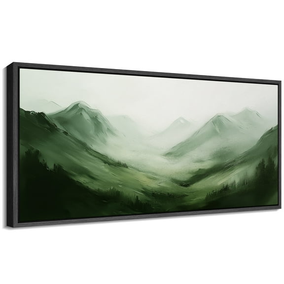 Large Framed Canvas Print Modern Botanical Line Art – Stylish Monochrome Floral Wall Art Decorative Ready to Hang Painting for Living room Bedroom - 60"x30" Black Frame