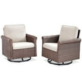 thumbnail image 2 of PARKWELL Patio Wicker Swivel Glider Chairs Set of 2,Outdoor Swivel Rocking Lounge Chair with No-Slip Cushions Deep Seat High Back,Swivel Rocker Armchair for Porch Balcony Backyard,Brown/Beige, 2 of 9
