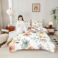 thumbnail image 5 of Manfei Rustic Flower Floral Bedding Comforter Set,Country Plant Twin Comforter Sets,Orange White Green Bedding Set For Adult,Luxury Bedroom Decor Reversible,2pcs, 5 of 9