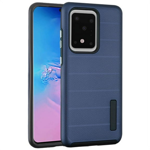 Samsung Galaxy S20 ULTRA (6.9") Phone Case Drop-Protection Soft Hybrid Impact Heavy Duty Dual Layers Body Protective Textured Anti Slip Armor Rubber Rugged TPU Cover BLUE for Samsung Galaxy S20 Ultra