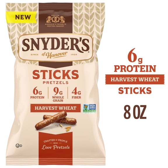 Snyder's of Hanover Harvest Wheat Pretzels Sticks, 8 oz Bag