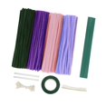 thumbnail image 2 of Limpiadores de pipa, suministros para manualidades, tallo de chenilla, ramo de bricolaje, kit para hacer flores de bricolaje para regalo navideño, Púrpura, 2 of 8