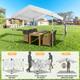 thumbnail image 3 of Hoteel 10x10 Canopy Tent with 1 Sidewall, 3 Adjustable Height Portable Garage, Instant Outdoor Carports with 8 Stakes, 4 Sandbags & Ropes for Motorcycle, Garden Tool, Commercial, White, 3 of 10