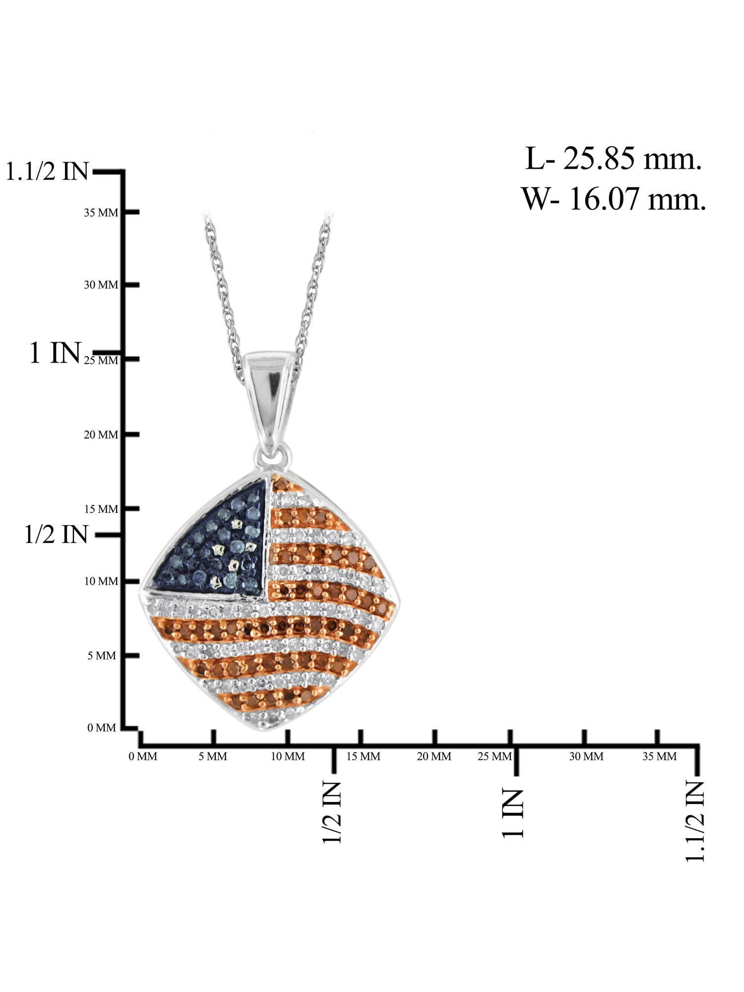 JewelersClub 1/3 Carat T.W. Multi-Color Diamond Sterling Silver American Flag Pendant