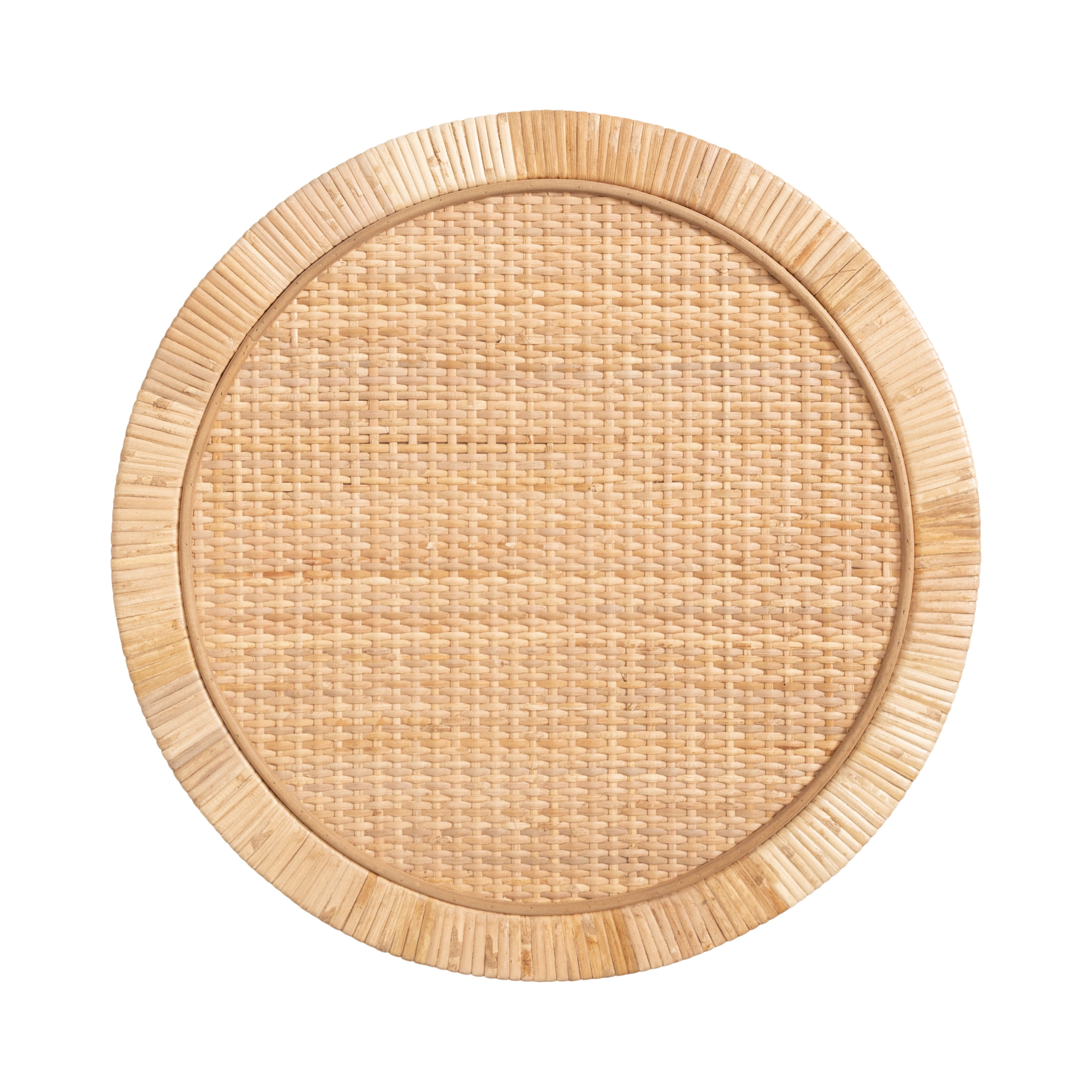 Kate and Laurel Rafina Round Rattan Side Table, 16 x 16 x 24, Natural Brown, Transitional Boho Circle Wooden Accent Pedestal End Table for Indoor Plant Stand or Living Room Accent Table