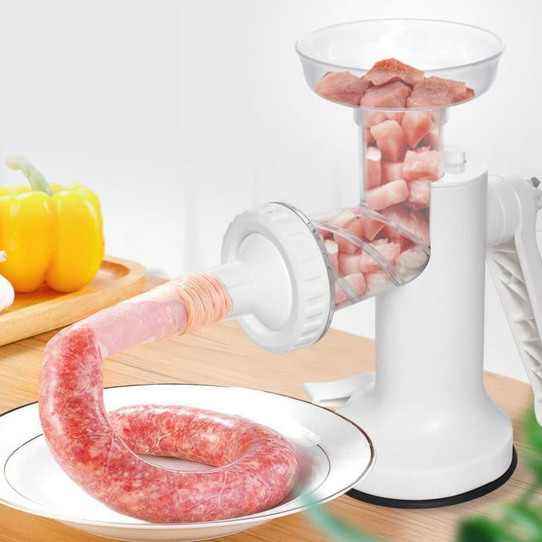 Cast Iron Table Mount Meat Grinder - Manual Mincer Includes Two 3/4  Cutting Disks and Sausage