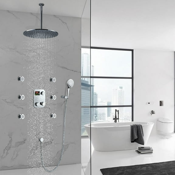 Juno Round Digital Massage Shower Faucet Large Shower Head