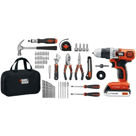 BLACK+DECKER LDX120PK 20V MAX* Lithium Ion Drill-Driver and 66-Piece Project Kit