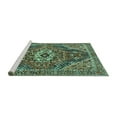 thumbnail image 2 of Ahgly Company Machine Washable Indoor Square Persian Turquoise Blue Traditional Area Rugs, 6' Square, 2 of 4