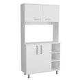 thumbnail image 2 of 95 Pantry Cabinet With Four Legs, Double Doors, Three Shelves - White For Kitchen Space Saving Solution Door Cabinet, In Hue, 2 of 5
