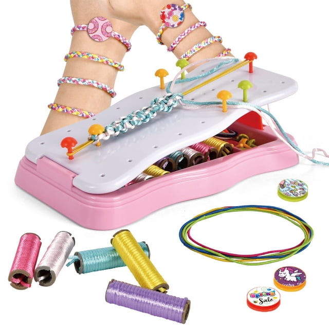 Wekvgz Friendship Bracelet Making Kit Jewelry String Maker Kit DIY Arts and Crafts Toys Bracelet String Making Kit Kids Travel Activity Set for 6 Years Old and Above Kids Girls GIfts Ideas