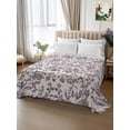 thumbnail image 2 of Spring Flowers King Size Flat Sheet, Wrinkleproof & Fadeproof Cooling Flat Bed Sheet Only, Farmhouse Purple Pastoral Floral Leaf Breathable Soft Bedding Top Sheets 105 x 98 Inches, 2 of 8