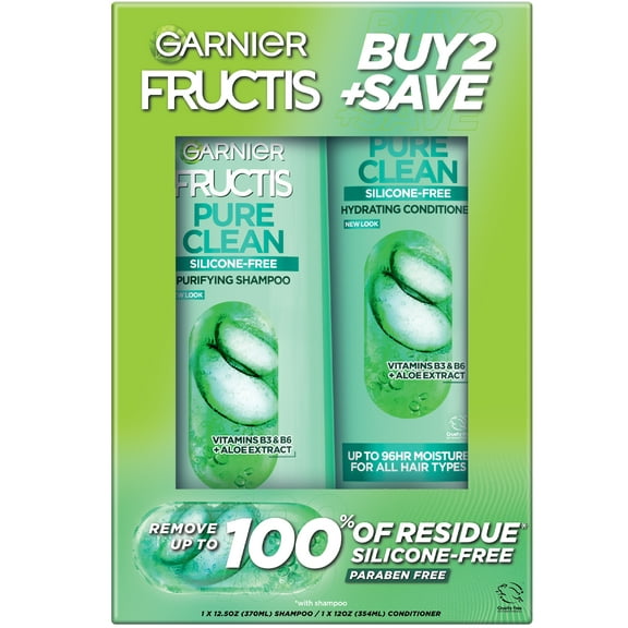 Garnier Fructis Pure Clean Shampoo and Conditioner, Gentle for Everyday Use, 2 Count
