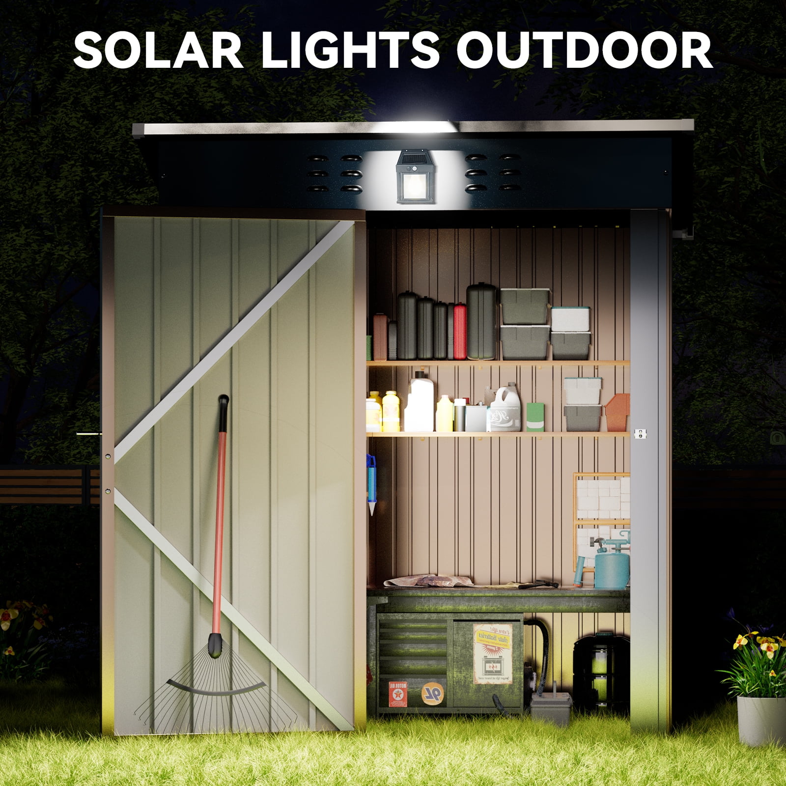 CLOUDREST PRO Metal Shed 5 x 3 ft. Outdoor Storage Shed with Lockable Door and Air Vent Metal Garden Shed,Brown