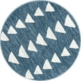 thumbnail image 2 of Well Woven Tango Blue Geometric Triangle Pattern Stain-resistant Area Rug (4' Round), 2 of 7