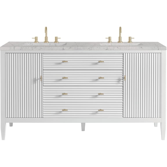 James Martin Vanities 485-V60D-BW-FEJP Myrrin 60" Free Standing Double Basin Poplar Wood
