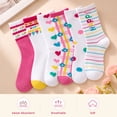 thumbnail image 5 of EALLCO Girls Crew Socks 12 Pairs Colorful Pattern Soft Breathable Casual Kids Socks, 5 of 6