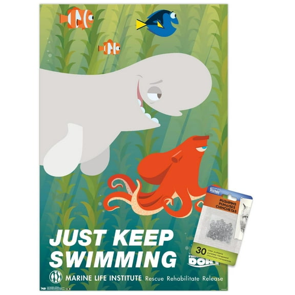 Disney Pixar Finding Dory - Just Keep Swimming 14.72" x 22.37" Poster, by Trends International