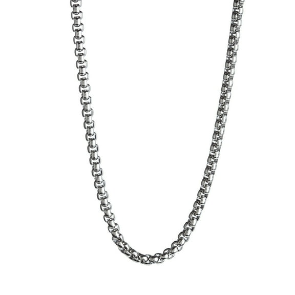 Arista Men's Stainless Steel Round Box Link Chain Necklace, 24"