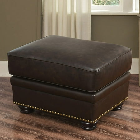 Abbyson Tamra Premium Italian Leather Ottoman