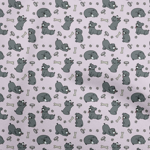 oneOone Cotton Poplin Mauve Fabric Floral & Puppies Fabric For Sewing Printed Craft Fabric By The Yard 56 Inch Wide