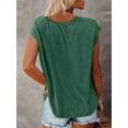 thumbnail image 2 of Spencer Womens Cap Sleeve Blouses T-Shirt V Neck Casual Loose Fit Basic Shirts Tank Tops Summer Tee (XL,Green), 2 of 10