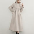 thumbnail image 2 of Kaemgyyd Women Casual Sweatshirt Dress Oversized Hooded Pullover Maxi Dress Long Sleeve Drawstring Warm Fall Winter Loose Dress, 2 of 4