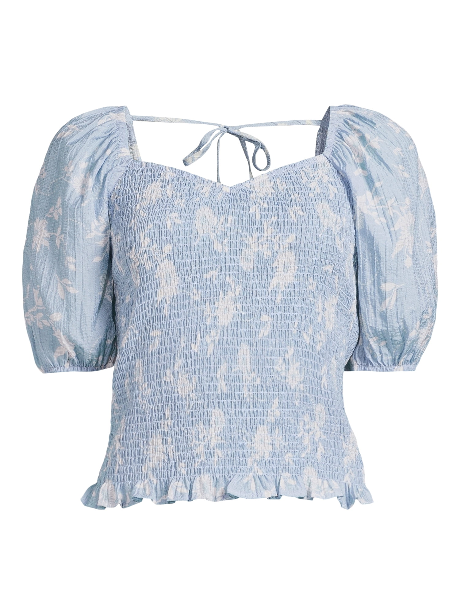 Self Esteem Juniors Smocked Top with Puff Sleeves, Sizes XS-XL