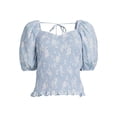 thumbnail image 5 of Self Esteem Juniors Smocked Top with Puff Sleeves, Sizes XS-XL, 5 of 5