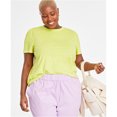 thumbnail image 1 of ON 34TH Womens Patterned Basic T-Shirt, Yellow, Plus Size, 1X, 1 of 1