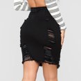 thumbnail image 3 of RUTAYY Sexy Women Casual High Waist Stretch Denim Back Zipper Skirt Broken Holes Solid Color Flowy Swing Pleated Beach Skirts, 3 of 5