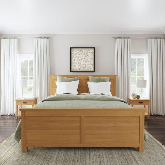homestyles Oak Park Brown Wood King Bed and Two Nightstands