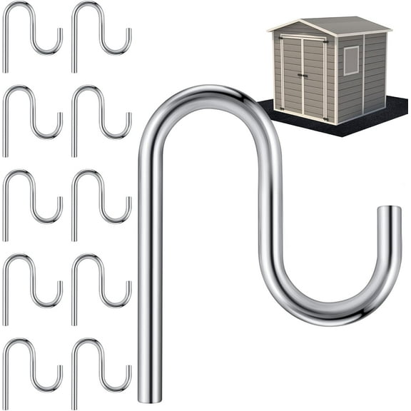 10 Pcs 2'' Long Shed Hooks Shed Accessories for Hanging Heavy Duty Individual Utility Hooks Universal Wall Mounted J Utility Hangers for Tools Shovels Rakes Storage (Silver)