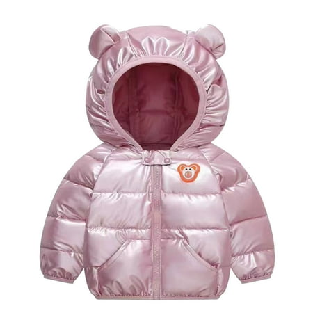 

ZHUASHUM Toddler Boys Girls Winter Windproof Cartoon Shine Bear Hooded Coat Jacket Kids Warm Outerwear