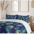 thumbnail image 6 of Ambesonne Peacock Duvet Cover Sets, Peacock Bird Feathers, 2-Queen, Navy Blue Orange, 6 of 7