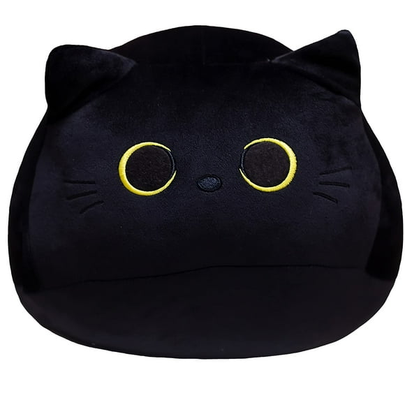 AudeRhine 16'' Black Cat Plush Toys, Cute Cat Pillow Soft Baby Plushies for Kids, Cat Stuffed Animals Kawaii Plush Toys Gift for Boys Girls (Black, 16 Inch)