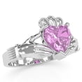 thumbnail image 2 of Claddagh Lab-Created Pink Sapphire Ring In Solid 14k White Gold, 2 of 6