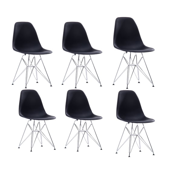 Eiffel Dining Chair with Chrome Base - Black