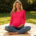 thumbnail image 5 of Bixock Women's Maternity Nursing Top Long Sleeve Maternity Shirt Crew Neck Maternity Blouse Casual Pregnant Top Maternity Clothings, 5 of 9
