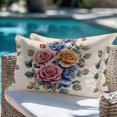 thumbnail image 4 of Throw Pillow Covers 12x20 Inch Inch Set of 2 Pink Blue Rose Decorative Pillow Covers Orange Rose Linen Background Cushion Cover Pillowcase for Sofa Couch Bed Home Decor, 4 of 9