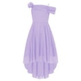 thumbnail image 3 of inlzdz Girls Elegant Off Shoulder Dress Pleated A-Line Asymmetric Chiffon Wedding Party Dresses Light Purple 10, 3 of 5