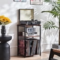 thumbnail image 4 of LELELINKY 3-Tier Record Player Stand with Storage Holds 100 Albums, Turntable End Table for Living Room & Bedroom, Walnut, 4 of 7
