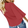 thumbnail image 3 of CHOK Women‘s Button Down V Neck Tops Ruffled 3/4 Sleeve Tie Knot Front Blouses White Sizes S-2XL, 3 of 8